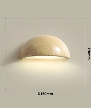 Halfronde Wandlamp van Natuursteen – Nordic Wabi-Sabi Design voor Woonkamer en Slaapkamer