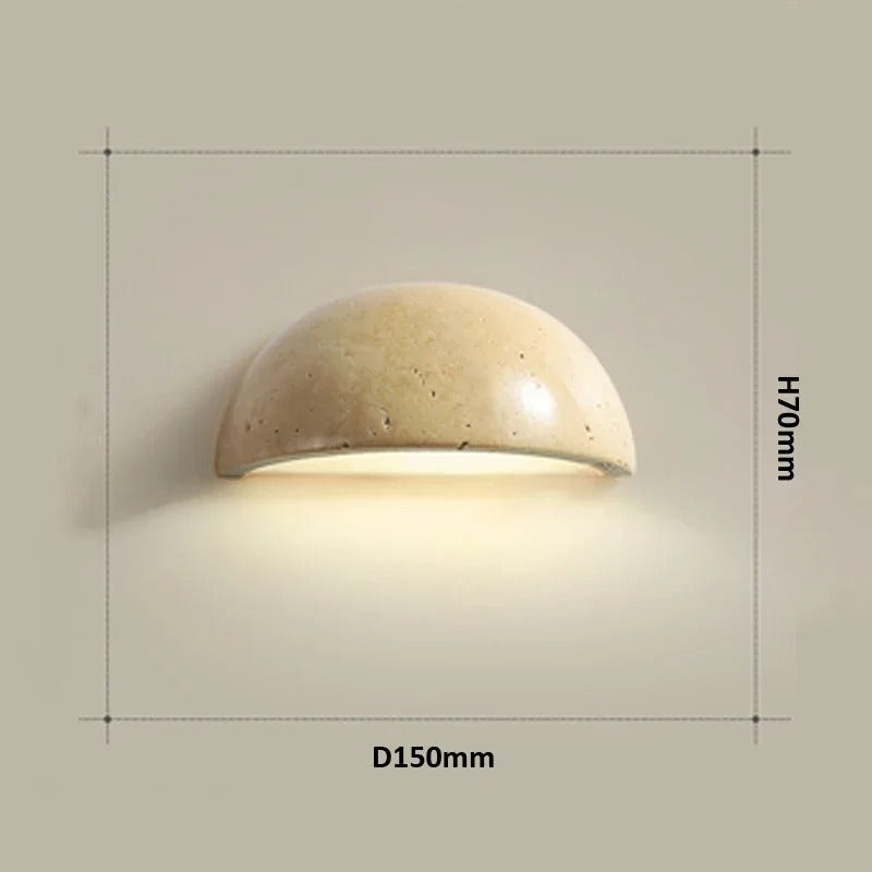 Halfronde Wandlamp van Natuursteen – Nordic Wabi-Sabi Design voor Woonkamer en Slaapkamer