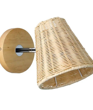 Retro Rotan Wandlamp – Handgeweven Bohemian Wandverlichting met Schakelaar en LED