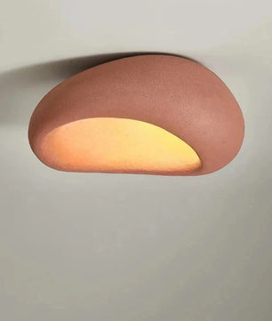 Nordic Wabi-Sabi LED Plafondlamp – Minimalistische Ronde Plafondverlichting van Hars
