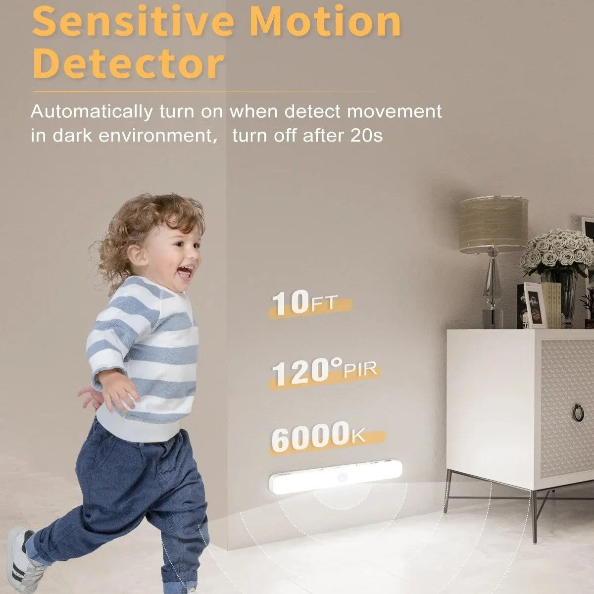 Bewegingssensor LED Kastlamp met Batterijdisplay – 60 LEDs, Dimbaar & Oplaadbaar via USB-C – Draadloze Lichtbalk voor Kast, Keuken & Nachtverlichting