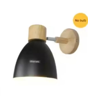 Houten Scandinavische Wandlamp – Moderne E27 Binnenverlichting met Schakelaar en Draaibare Kop