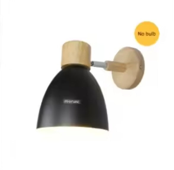 Houten Scandinavische Wandlamp – Moderne E27 Binnenverlichting met Schakelaar en Draaibare Kop