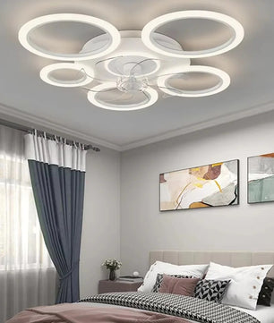 Moderne Plafondventilator met LED-Verlichting – Minimalistische Cirkel Ventilatorlamp met Afstandsbediening, 3 Snelheden en 3 Lichtkleuren voor Woonkamer en Slaapkamer