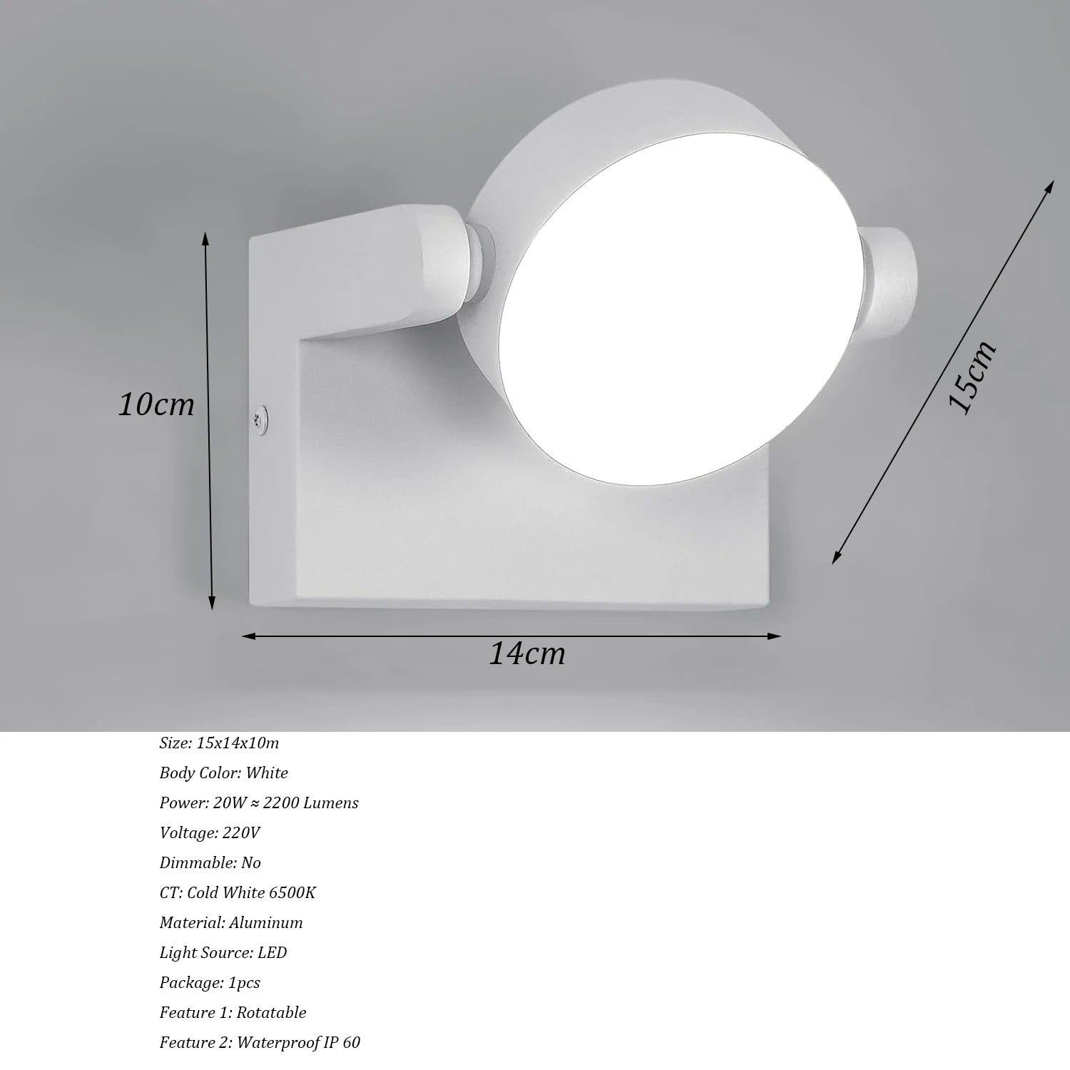 Moderne LED Wandlamp – 20W Binnen en Buiten – Draaibaar LED Paneel – Warm Wit 3000K – Zwart Aluminium – IP65