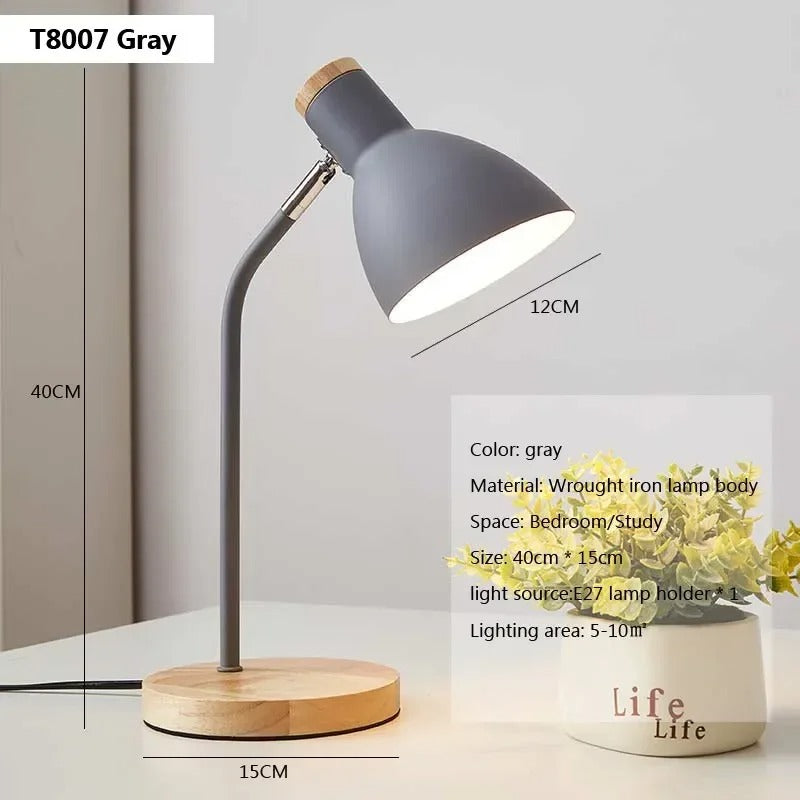 Houten Nordic Tafellamp – Scandinavische Flexibele Bureaulamp met E27 Fitting – Minimalistisch Design voor Woonkamer en Kantoor