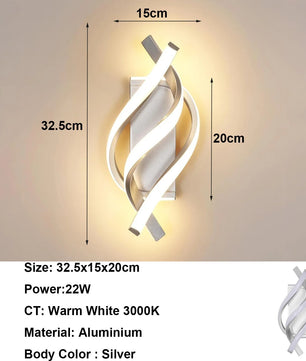 Moderne LED Wandlamp 22W – Witte Aluminium Wandkandelaar met Spiraal Design – Warm Wit 3000K voor Interieur