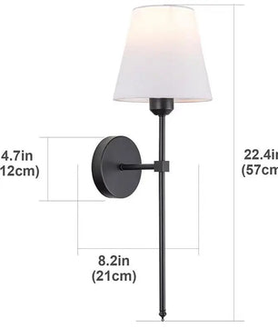 Industriële Wandlamp met Stoffen Kap – Metaal Retro Design met E27 LED – Sfeervolle Wandverlichting voor Slaapkamer, Woonkamer en Horeca