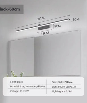 Moderne LED Wandlamp Spiegelverlichting – Minimalistische Striplamp 40 tot 100 cm, Zwart of Wit, Neutraal of Driekleurig Licht voor Badkamer & Interieur