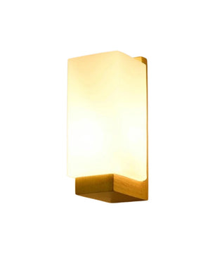 Moderne Houten Wandlamp – Minimalistisch Design met Glazen Kap – E27 Binnenverlichting