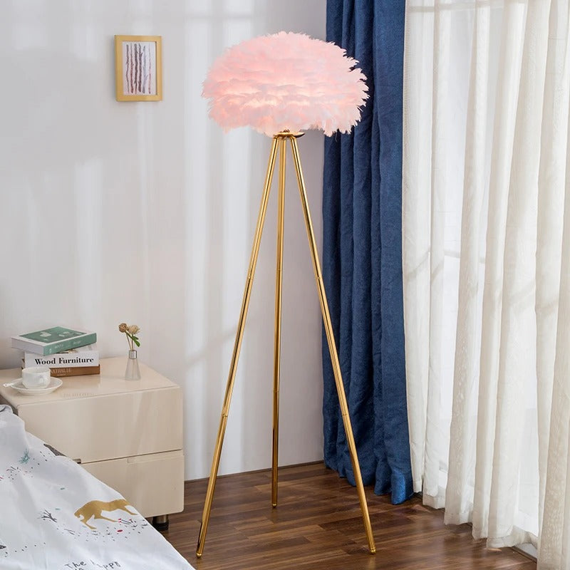Veren Vloerlamp met Ganzenveren – Luxe Staande Lamp E27 – Zachte Romantische Sfeerverlichting voor Woonkamer en Slaapkamer
