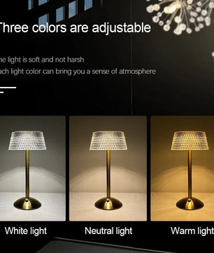 Oplaadbaar LED Nachtlampje met Touch Bediening – Moderne Glazen Tafellamp met 3 Lichtkleuren en USB Opladen