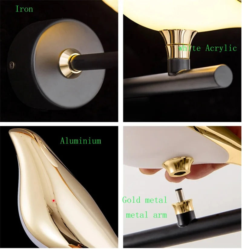 Gouden Vogel LED Wandlamp – Artistieke Wandkandelaar van Metaal – Decoratieve Sfeerverlichting voor Woonkamer en Slaapkamer