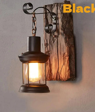 Industriële Wandkandelaar van Hout en Metaal – Rustieke Wandlamp met E27 Fitting voor Bar, Loft, Gang en Woonkamer