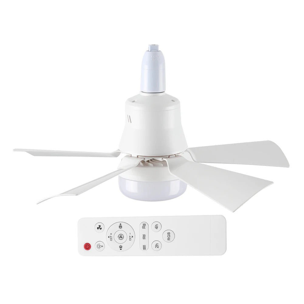 LED Plafondventilator met E27 Fitting – 40W Dimbare Ventilatorlamp met Afstandsbediening, 3 Snelheden en Laag Profiel voor Slaapkamer en Keuken
