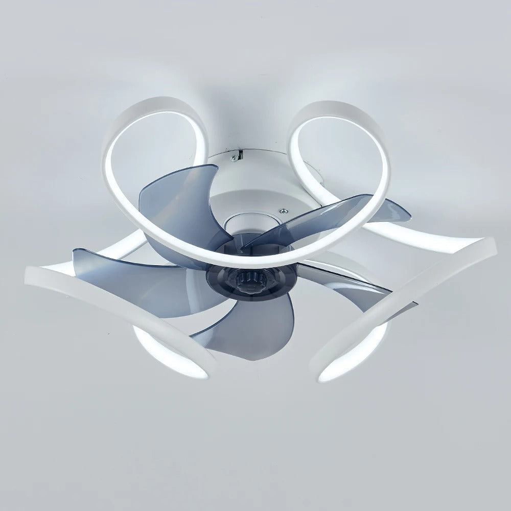 Nordic Smart Plafondventilator met LED – Scandinavisch Geometrisch Design met APP en Afstandsbediening, 6 Snelheden en Stille DC-Motor voor Woonkamer en Slaapkamer