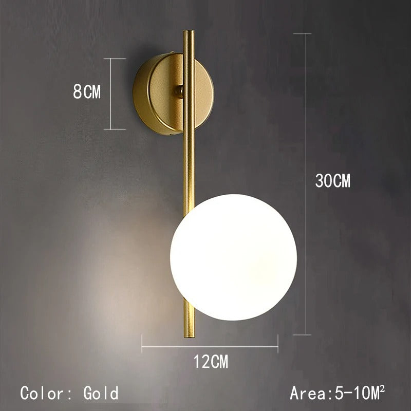 LED Glazen Bol Wandlamp – Metalen Design Wandverlichting in Goud of Zwart – Moderne Sfeerlamp voor Woonkamer en Slaapkamer