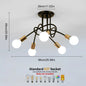 Moderne Zwarte Spoetnik Kroonluchter – 5-Lichts Plafondlamp met E27 Fittingen in Mid-Century Stijl