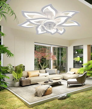 Moderne LED Plafondventilator – Slimme Ventilatorlamp met Dimbare Verlichting, App en Afstandsbediening, Stille DC-Motor en 6 Snelheden voor Woonkamer en Slaapkamer