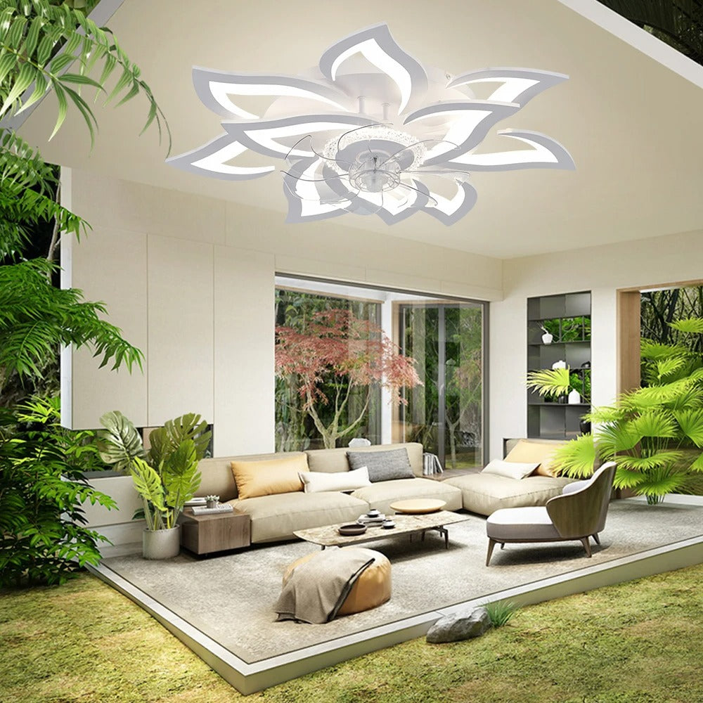 Moderne LED Plafondventilator – Slimme Ventilatorlamp met Dimbare Verlichting, App en Afstandsbediening, Stille DC-Motor en 6 Snelheden voor Woonkamer en Slaapkamer