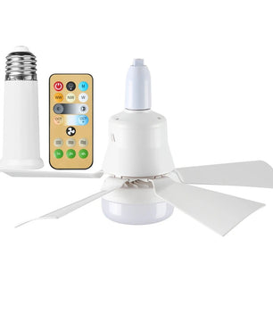 LED Plafondventilator met E27 Fitting – 40W Dimbare Ventilatorlamp met Afstandsbediening, 3 Snelheden en Laag Profiel voor Slaapkamer en Keuken
