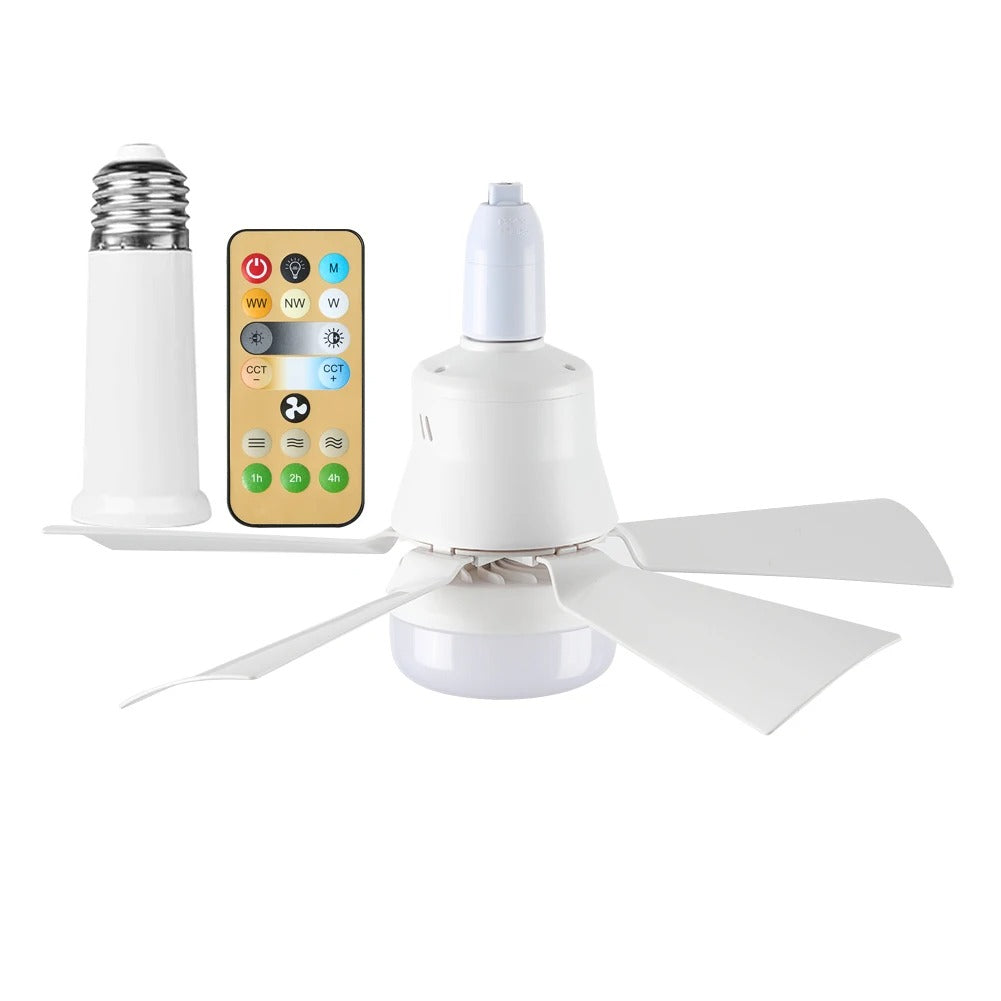 LED Plafondventilator met E27 Fitting – 40W Dimbare Ventilatorlamp met Afstandsbediening, 3 Snelheden en Laag Profiel voor Slaapkamer en Keuken