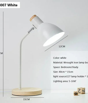 Houten Nordic Tafellamp – Scandinavische Flexibele Bureaulamp met E27 Fitting – Minimalistisch Design voor Woonkamer en Kantoor
