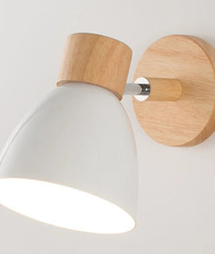 Houten Scandinavische Wandlamp – Moderne E27 Binnenverlichting met Schakelaar en Draaibare Kop
