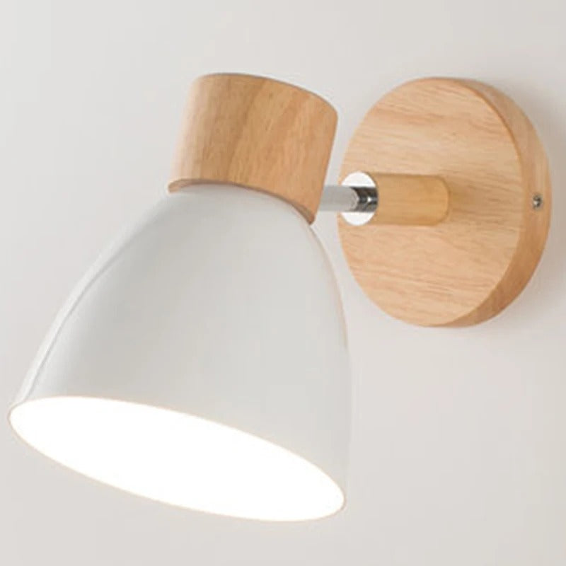 Houten Scandinavische Wandlamp – Moderne E27 Binnenverlichting met Schakelaar en Draaibare Kop
