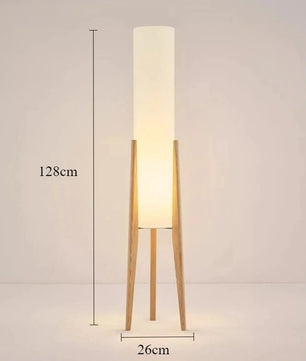 Japanse Wabi-sabi Vloerlamp van Massief Hout – Retro Staande Lamp met Stoffen Kap – Sfeervolle Hoeklamp voor Woonkamer en Slaapkamer