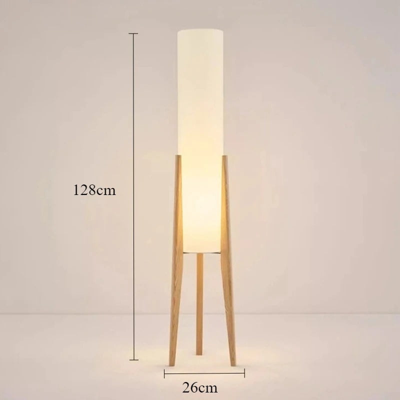 Japanse Wabi-sabi Vloerlamp van Massief Hout – Retro Staande Lamp met Stoffen Kap – Sfeervolle Hoeklamp voor Woonkamer en Slaapkamer