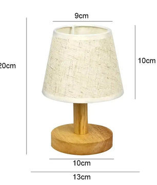Stoffen Tafellamp met Houten Basis – LED Sfeerlamp in Japans Design met 3 Lichtkleuren voor Slaapkamer en Woonkamer
