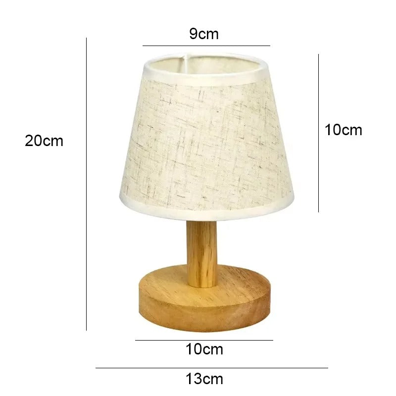 Stoffen Tafellamp met Houten Basis – LED Sfeerlamp in Japans Design met 3 Lichtkleuren voor Slaapkamer en Woonkamer