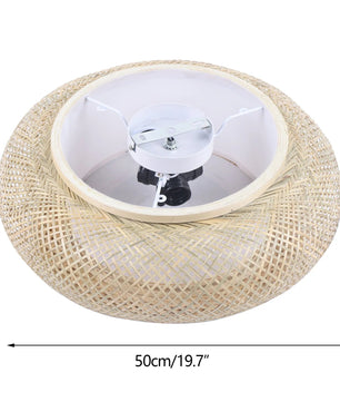 Rotan Hanglamp – Handgeweven Bamboe Plafondlamp Ø40 of Ø50 cm – Moderne Minimalistische Sfeerverlichting voor Woonkamer en Eetkamer