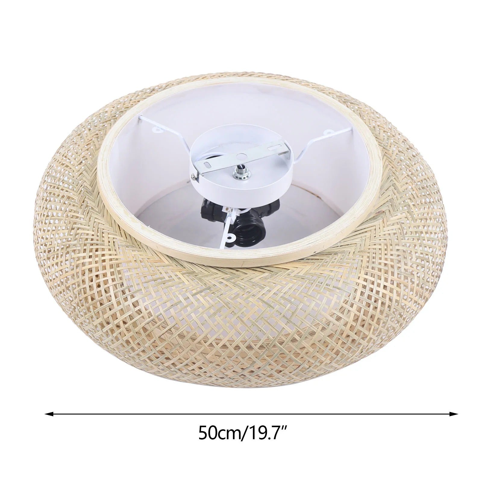 Rotan Hanglamp – Handgeweven Bamboe Plafondlamp Ø40 of Ø50 cm – Moderne Minimalistische Sfeerverlichting voor Woonkamer en Eetkamer