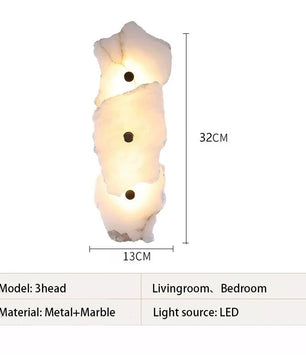 Luxe Marmeren Wandlamp – Albast & Massief Koper, Tijdloos en Elegant
