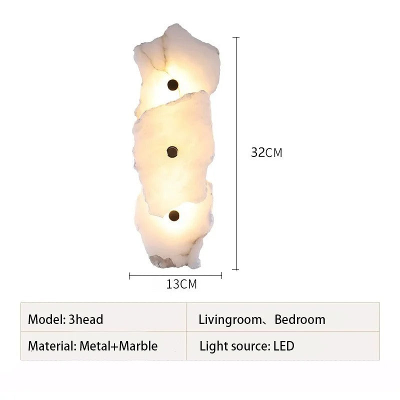 Luxe Marmeren Wandlamp – Albast & Massief Koper, Tijdloos en Elegant