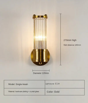 Luxe Kristallen Wandlamp – Modern Design met Gouden Afwerking – E14 Wandverlichting voor Binnen