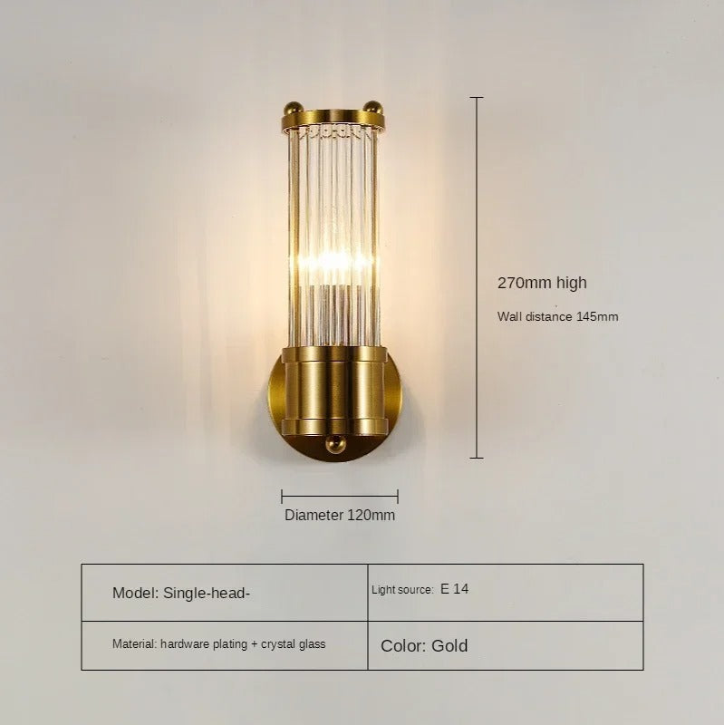 Luxe Kristallen Wandlamp – Modern Design met Gouden Afwerking – E14 Wandverlichting voor Binnen