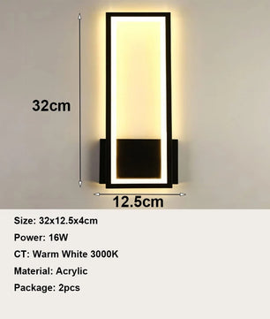 Moderne LED Wandlamp – 16W Acryl Wandverlichting – Zwart – Warm Wit 3000K – Voor Gang, Trap en Woonruimte