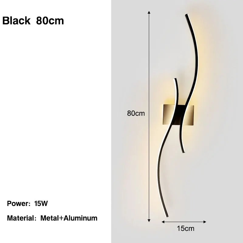 Nordic LED Wandlamp – Minimalistisch Scandinavisch Design – Zwart – Sfeervolle Wandverlichting voor Slaapkamer, Woonkamer en Gang