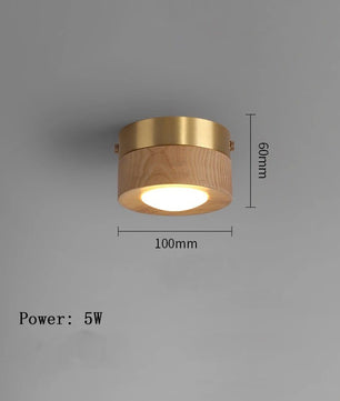 LED Plafondlamp van Hout – Moderne Opbouwlamp met Walnoot en Es Accenten – Minimalistische LED Binnenverlichting voor Woonkamer en Gang