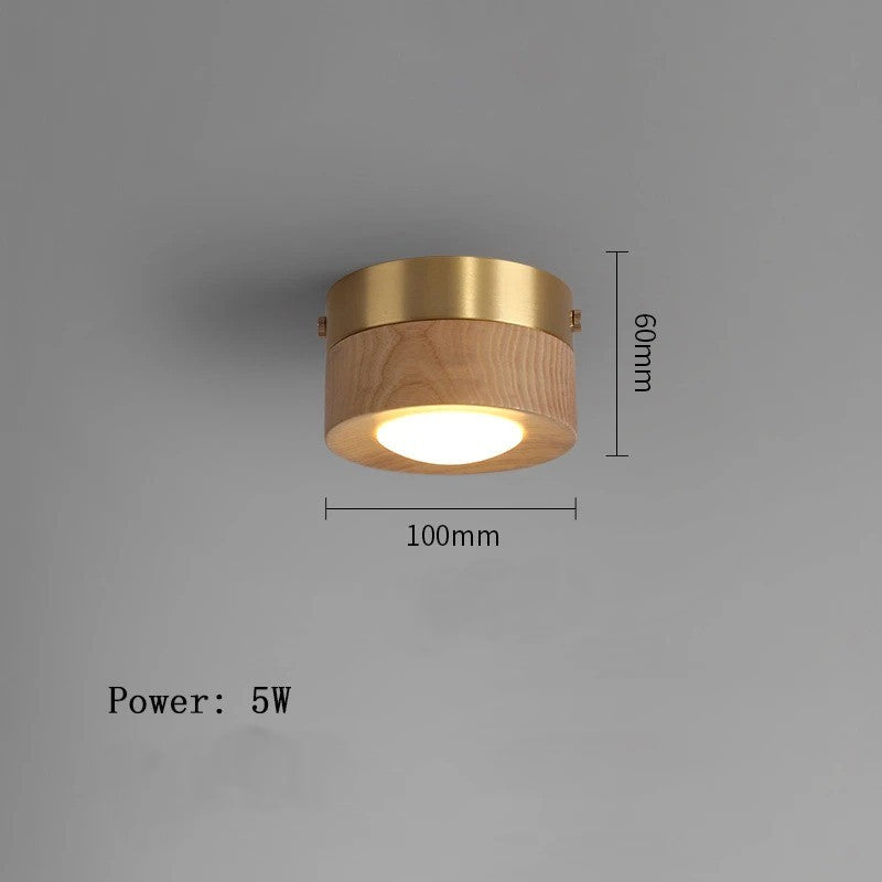 LED Plafondlamp van Hout – Moderne Opbouwlamp met Walnoot en Es Accenten – Minimalistische LED Binnenverlichting voor Woonkamer en Gang