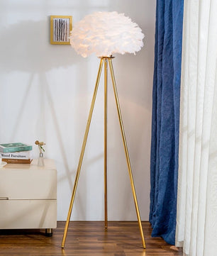 Veren Vloerlamp met Ganzenveren – Luxe Staande Lamp E27 – Zachte Romantische Sfeerverlichting voor Woonkamer en Slaapkamer