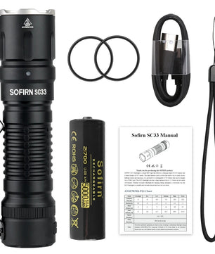 Krachtige Tactische LED Zaklamp 5200 Lumen – USB-C Oplaadbaar, IP68 Waterdicht & 21700 Batterij – Compact Aluminium Outdoor Zaklamp