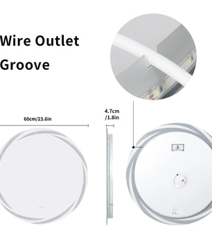 Ronde LED Badkamerspiegel met Anticondens en Backlight – Touchbediening, Geheugenfunctie & 3 Lichtkleuren – Moderne Wandspiegel voor Badkamer