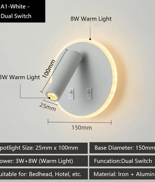 Moderne LED Wandlamp met USB Oplaadpoorten – Verstelbare Leeslamp en Sfeerverlichting voor Slaapkamer en Hotel