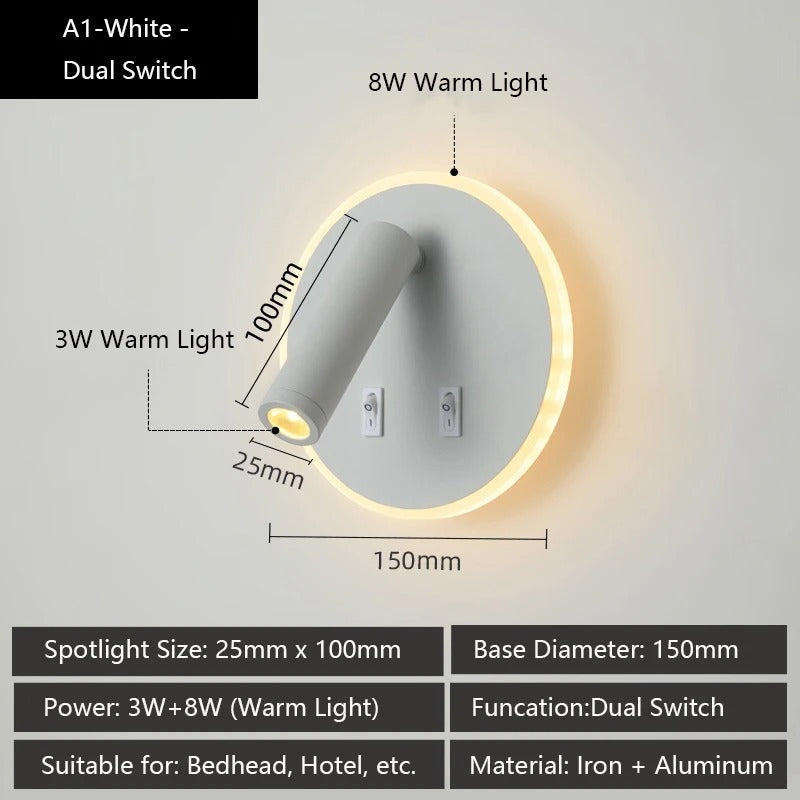 Moderne LED Wandlamp met USB Oplaadpoorten – Verstelbare Leeslamp en Sfeerverlichting voor Slaapkamer en Hotel