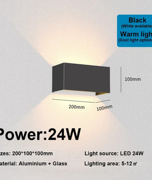 Nordic LED Wandlamp 12W of 24W – Scandinavische Aluminium Wandverlichting IP65 voor Binnen en Buiten