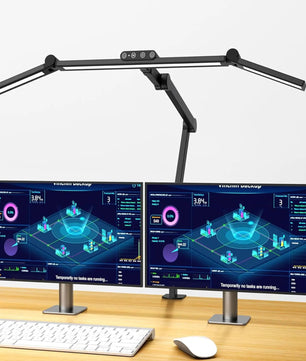LED Bureaulamp met Klem – 24W Architect Tafellamp met 7 Gewrichten – Automatisch Dimmen, Asymmetrisch Licht en CRI>90